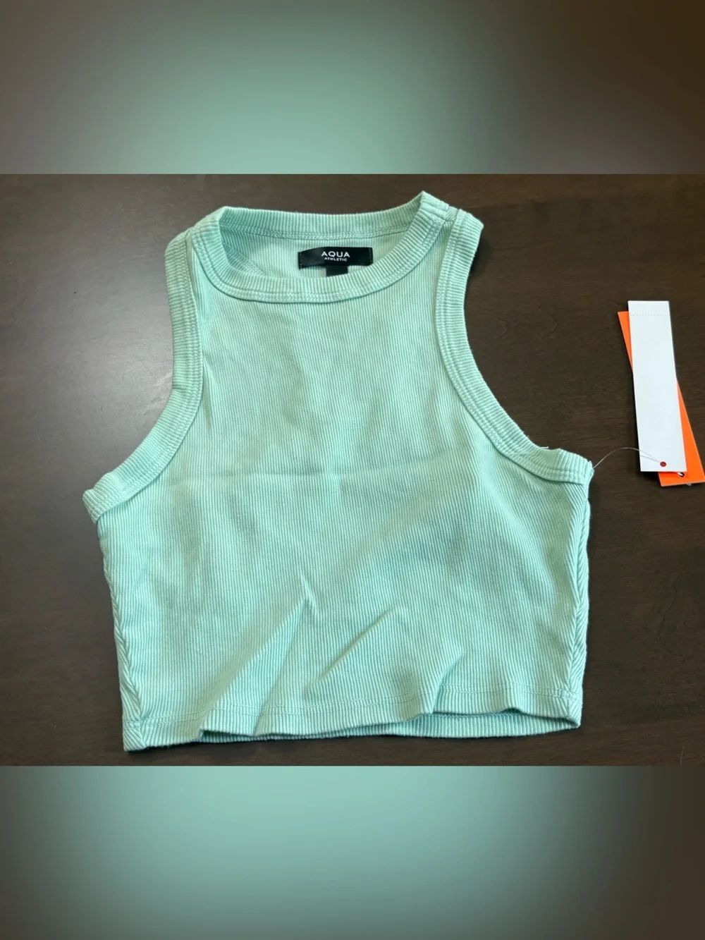 Aqua Mint Green Ribbed Crop Tank
